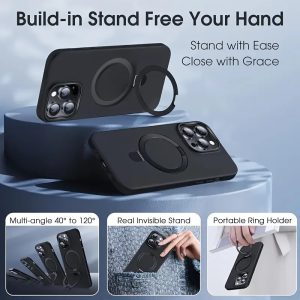 Luxury Magnetic Holder Armor Shockproof Wireless Charging Phone Case for iPhone 17 16 15 14 13 12 11 Pro Max Plus 16E Back Cover
